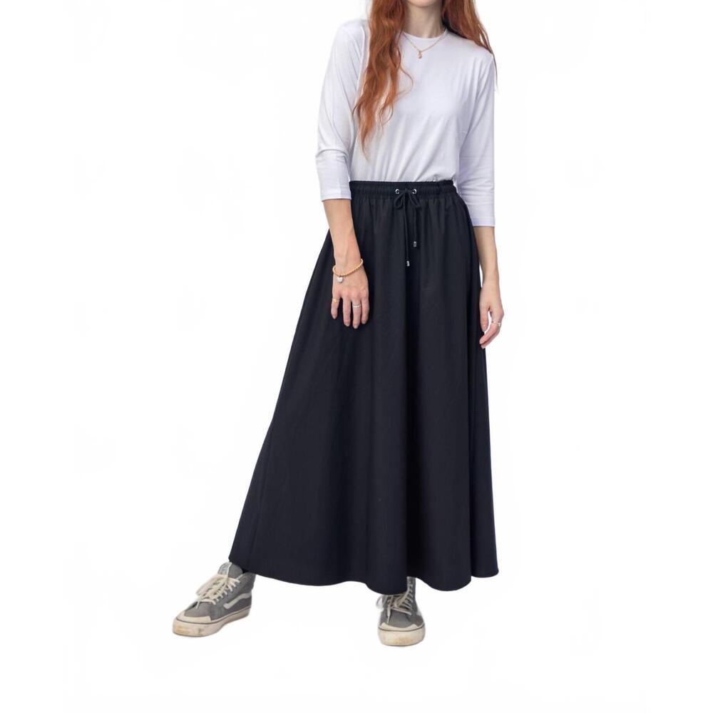 NEW TONET cotton drawstring skirt in black - Picture 2 of 2